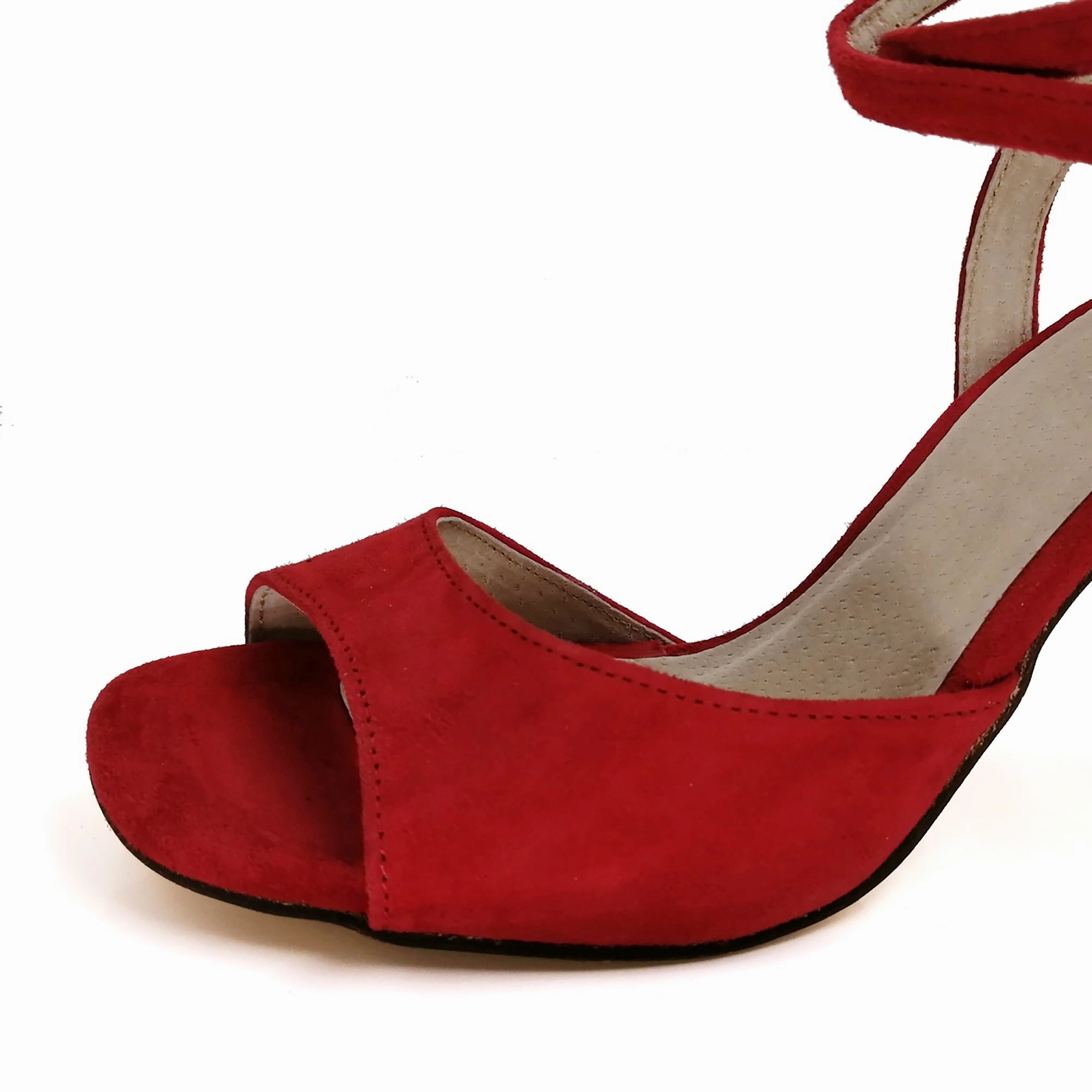 Tango Dance Shoes Women High Heel Dance Sandals Leather Sole Red Comfortable High Heels For Walking