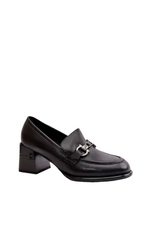 Loafers Trousers TEEK - Black Chain Accent Link Heeled Loafers