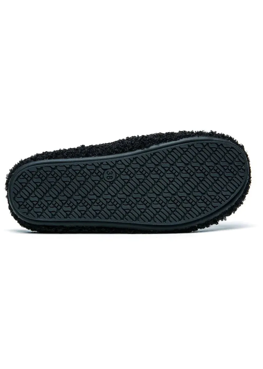 The Kush Indoor/Outdoor Sherpa Slides - Jet Jeweled Flats Shoes