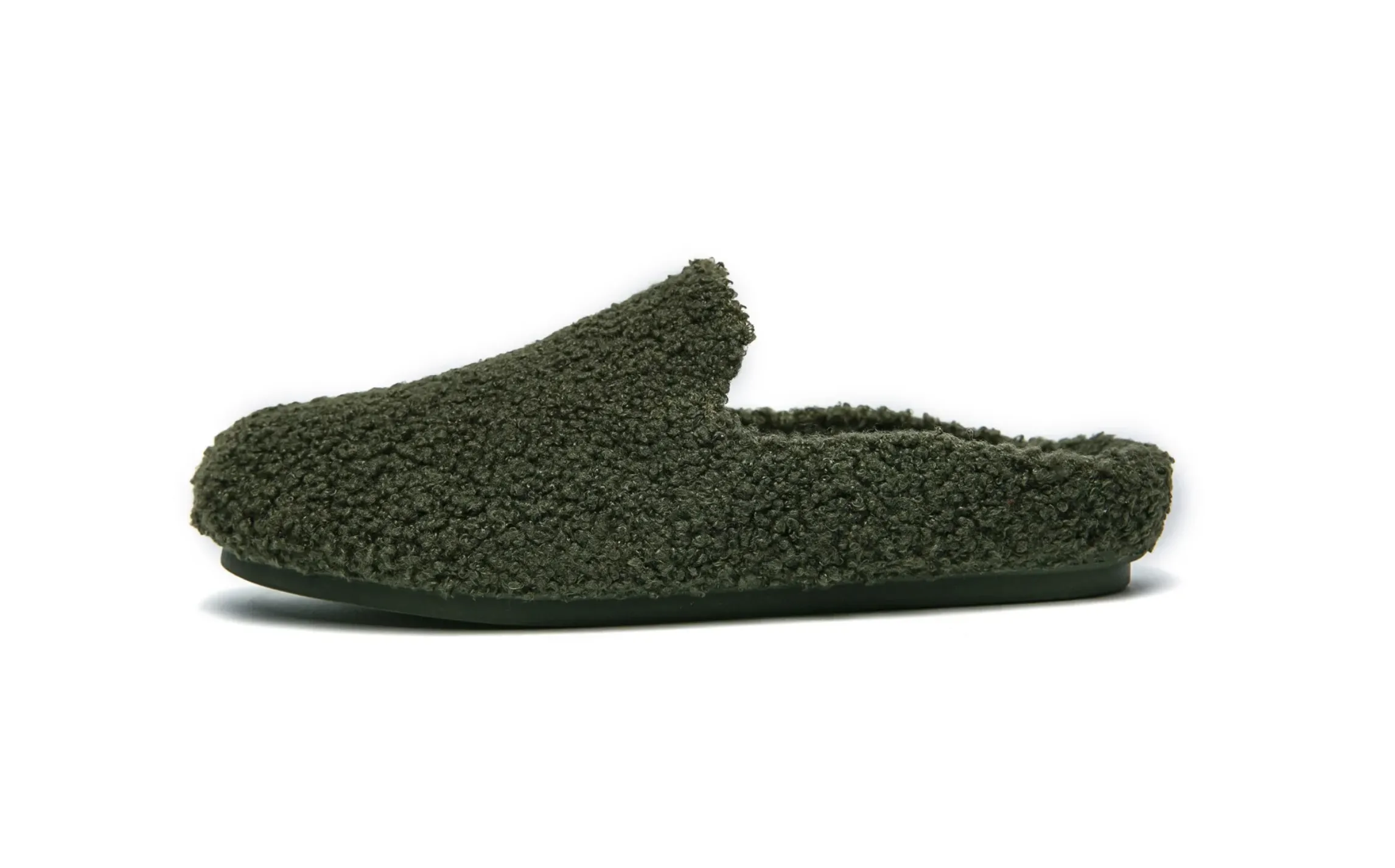 The Kush Indoor/Outdoor Sherpa Slides - Olive Flat Elegant Shoes