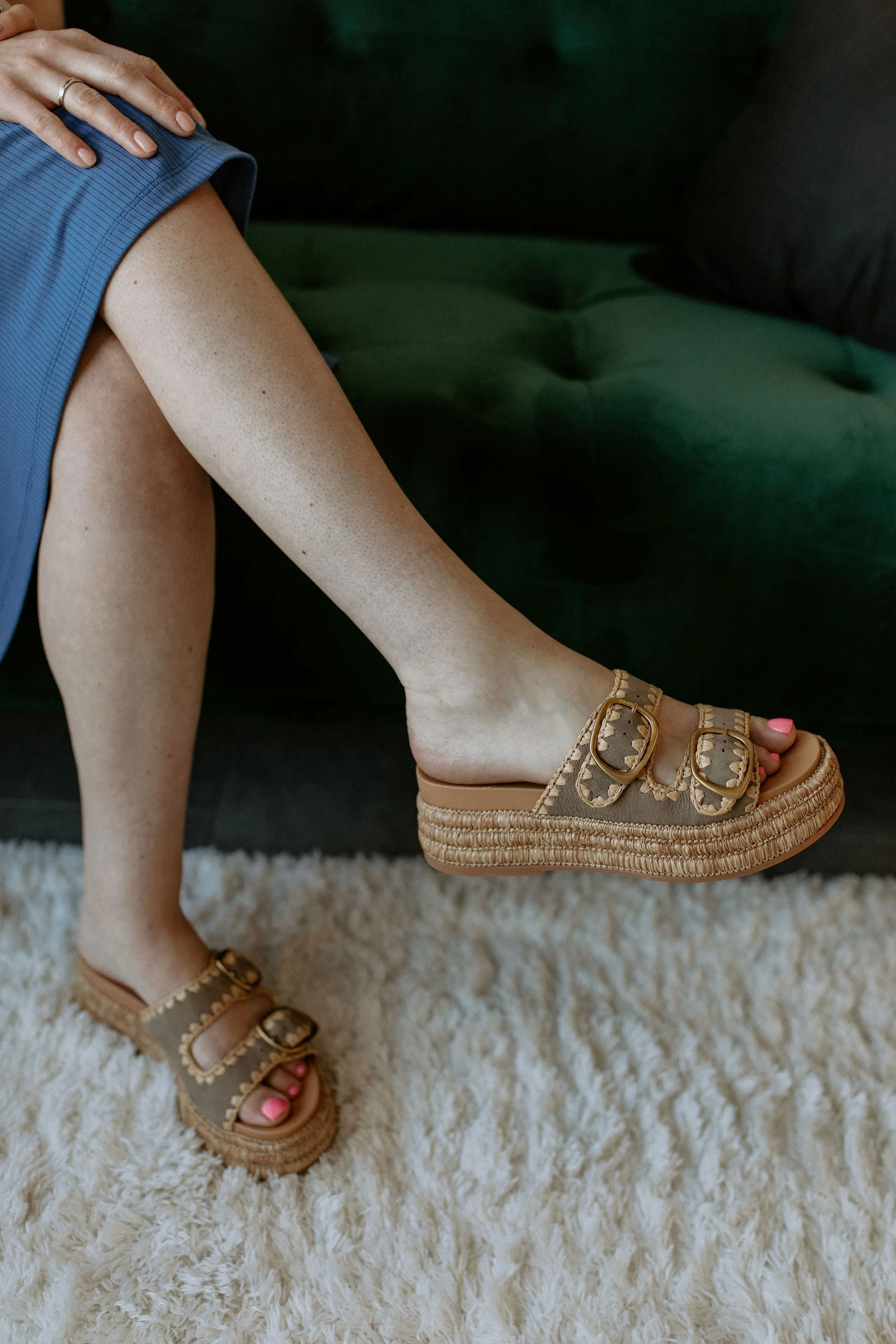 The Wanika Sandals by Dolce Vita - Almond Nubuck Flat Elegant Shoes