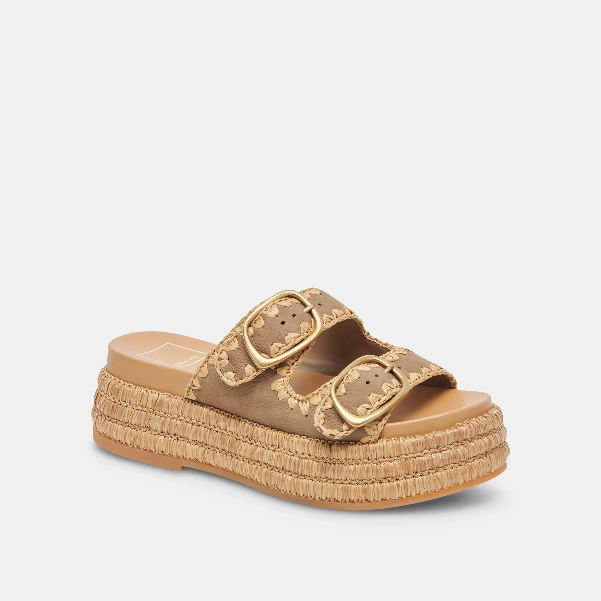 The Wanika Sandals by Dolce Vita - Almond Nubuck Uniqlo Flat Shoes