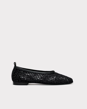 The Foundation Flat - Black Woven Flat Shoes For Tall