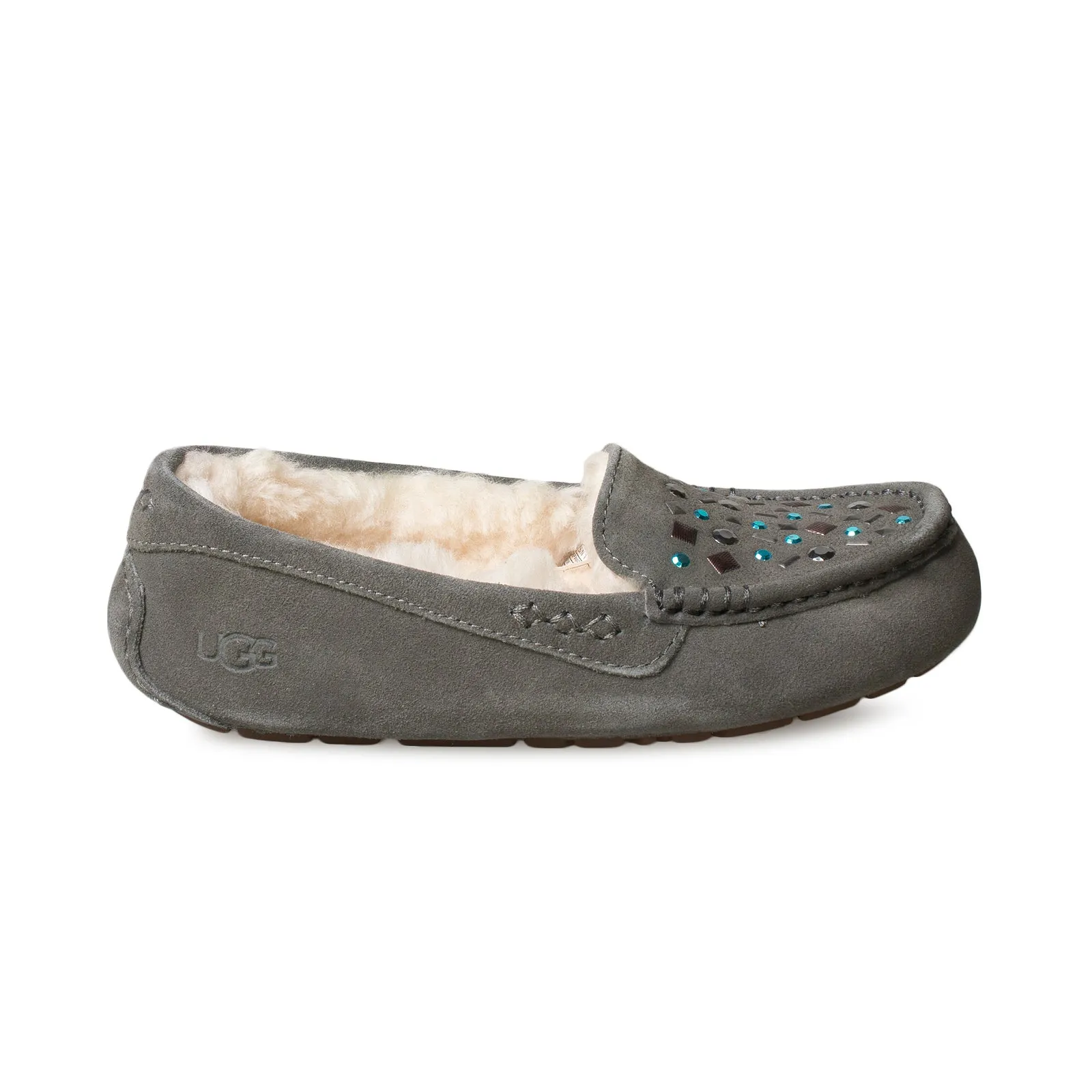 Non Slip Slides UGG Ansley Stud II Charcoal Slippers - Women's