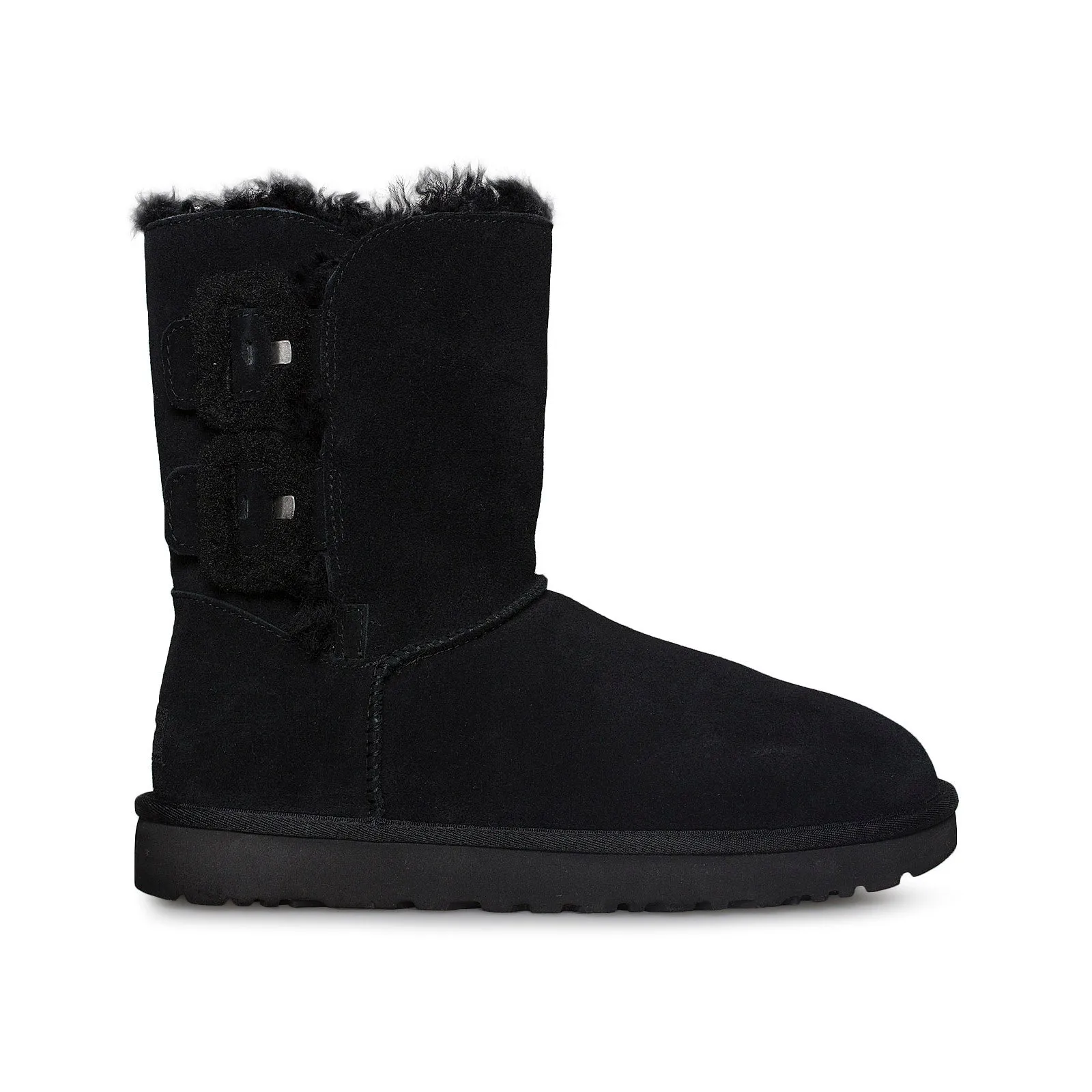 Boots For Hiking UGG Bailey Fluff Buckle Black Boots - Women's