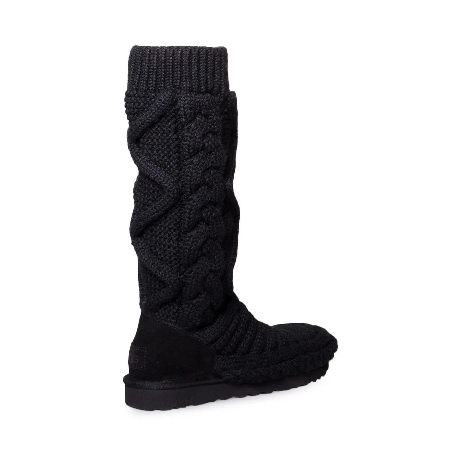 UGG Classic Tall Chunky Knit Black Boots - Women's Lightweight Waterproof Walking Boots
