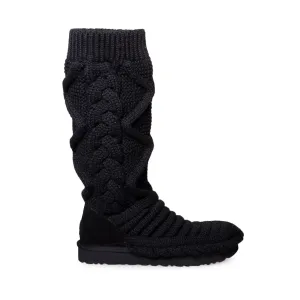 Cold Weather Work Boots UGG Classic Tall Chunky Knit Black Boots - Women's