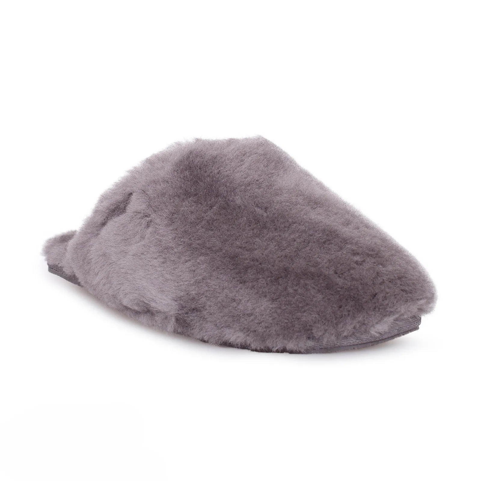 Hard Sole Slippers UGG Fluff Clog Grey Slippers - Women's
