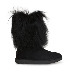 UGG Lida Black Boots Grey Suede Dress Boots