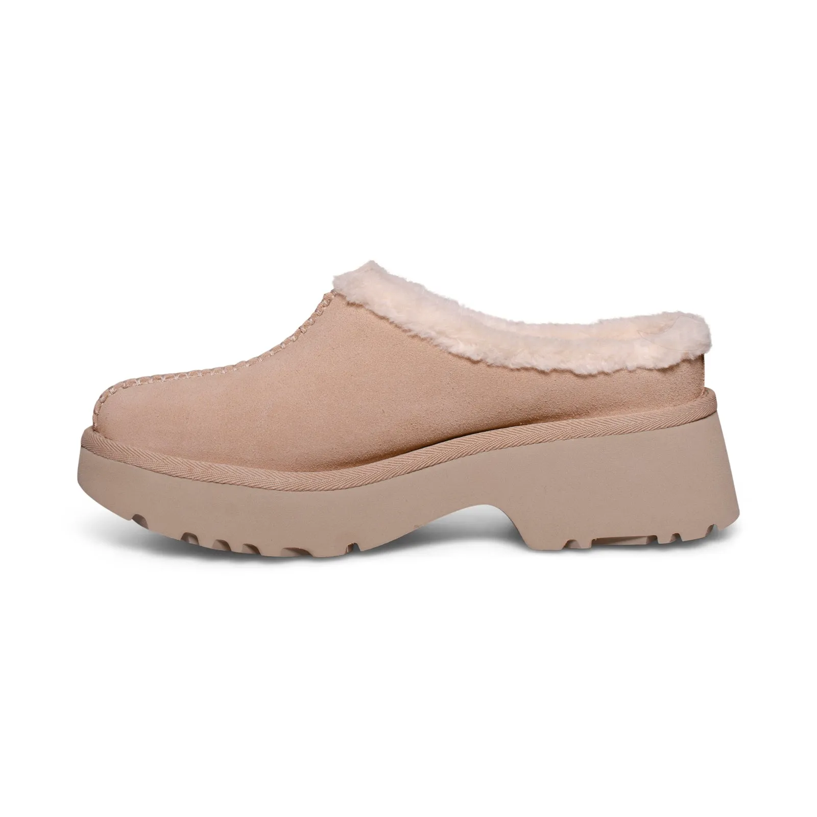 UGG New Heights Cozy Clog Driftwood Shoes - Women's Tasman Slippers Caribou