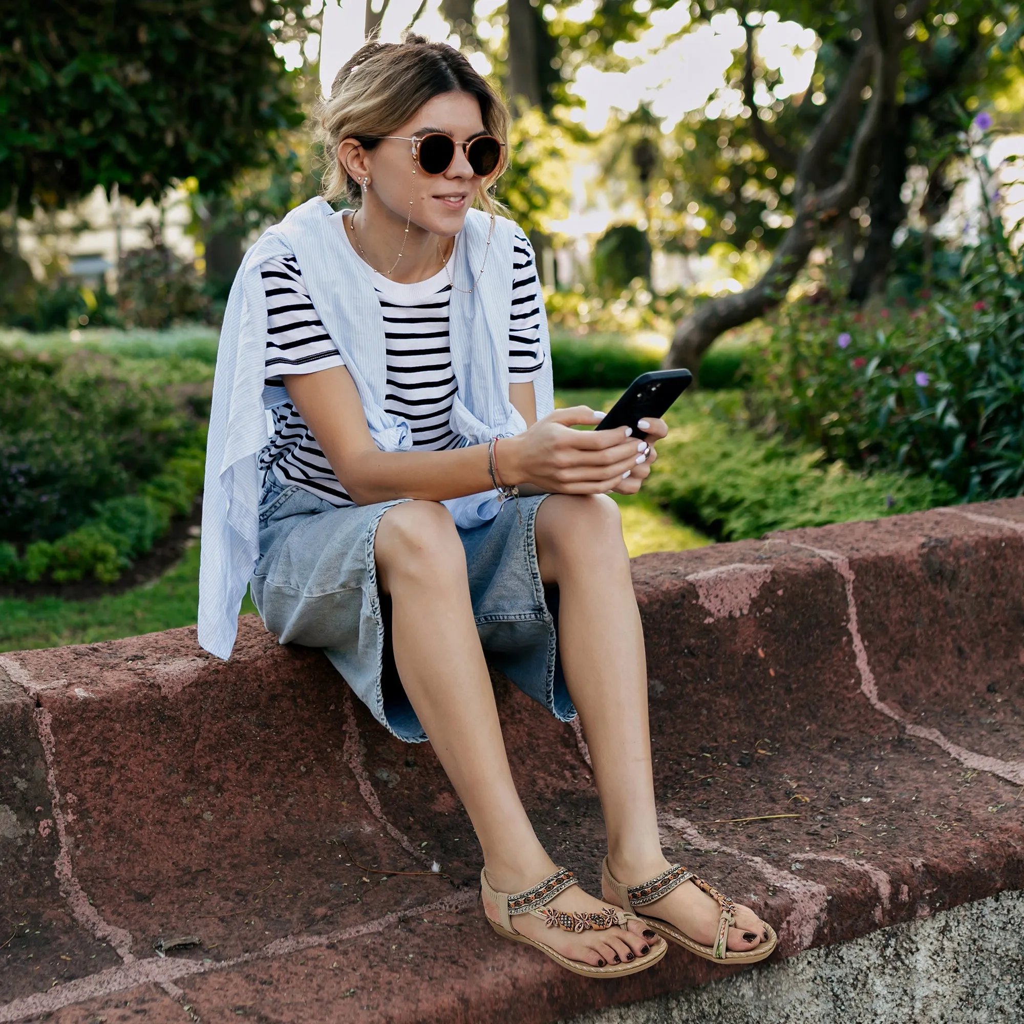 Women Summer Sandals Rhinestone Flats Sandals Female Casual Comfortable Massage Beach Shoes Best Walking Shoes For Flat Feet And Bunions