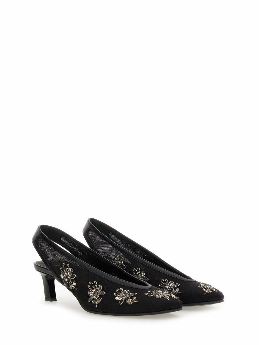 Nudes In High Heels FENDI Embroidered Slingback Pumps for Women