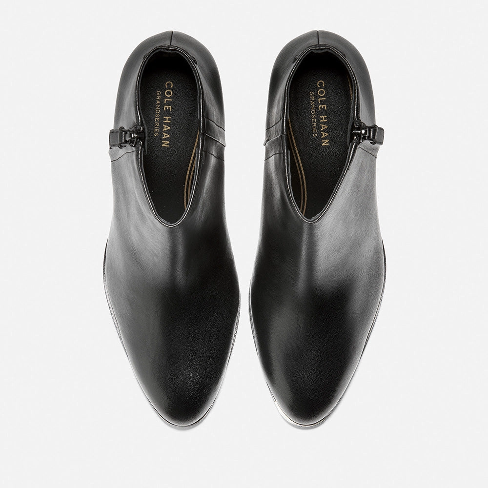 Dsw Heels Cole Haan Grand Ambition Bootie (55mm) Black Leather / Edge Brushed Gold