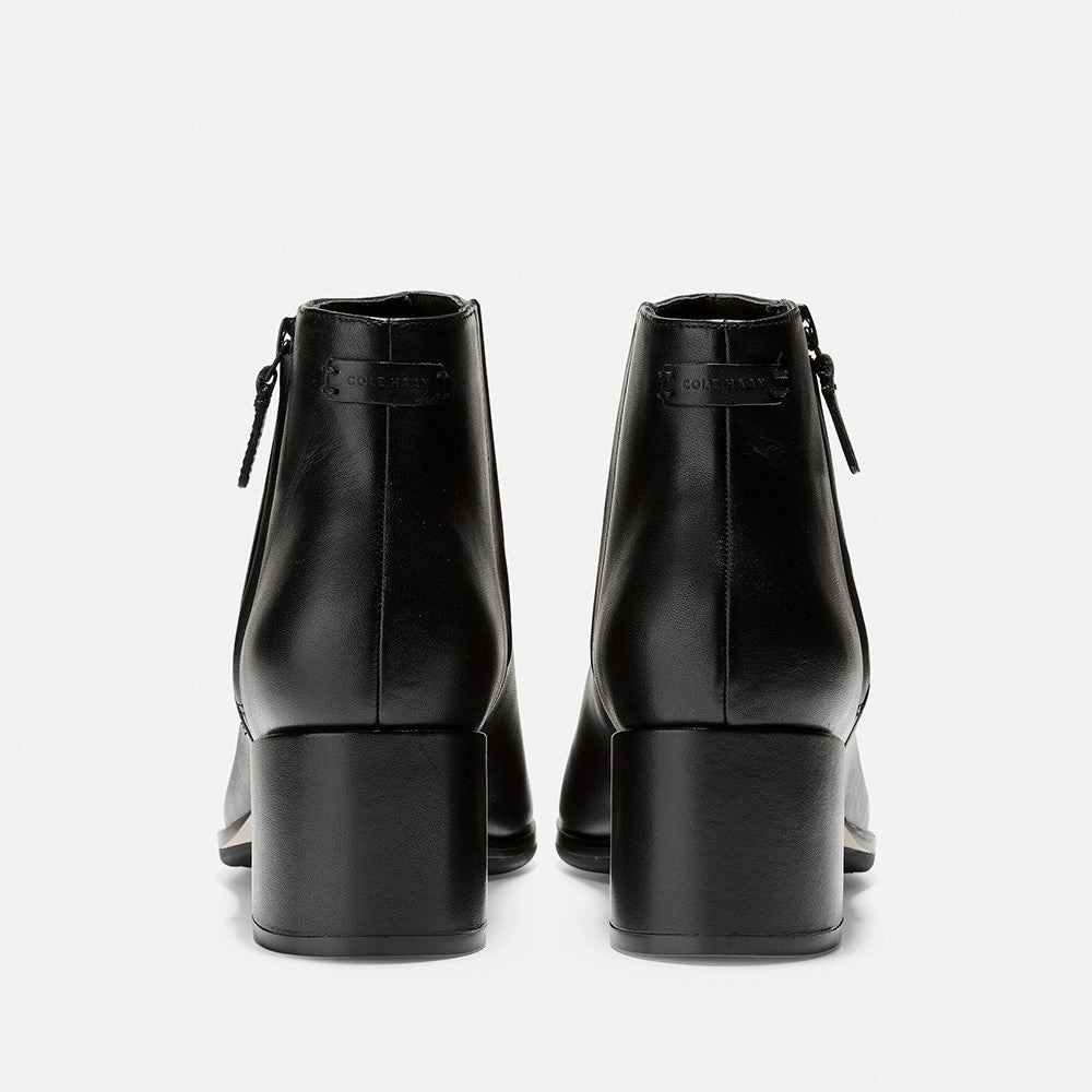 High Heel Platform Stilettos Cole Haan Grand Ambition Bootie (55mm) Black Leather / Edge Brushed Gold