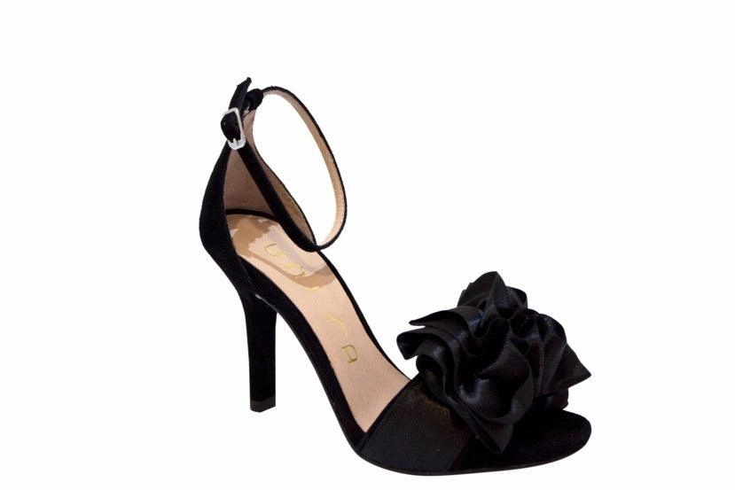 High Heel Sneakers Lyrics UNISA Black Satin High Heel Sandal with Ankle Strap