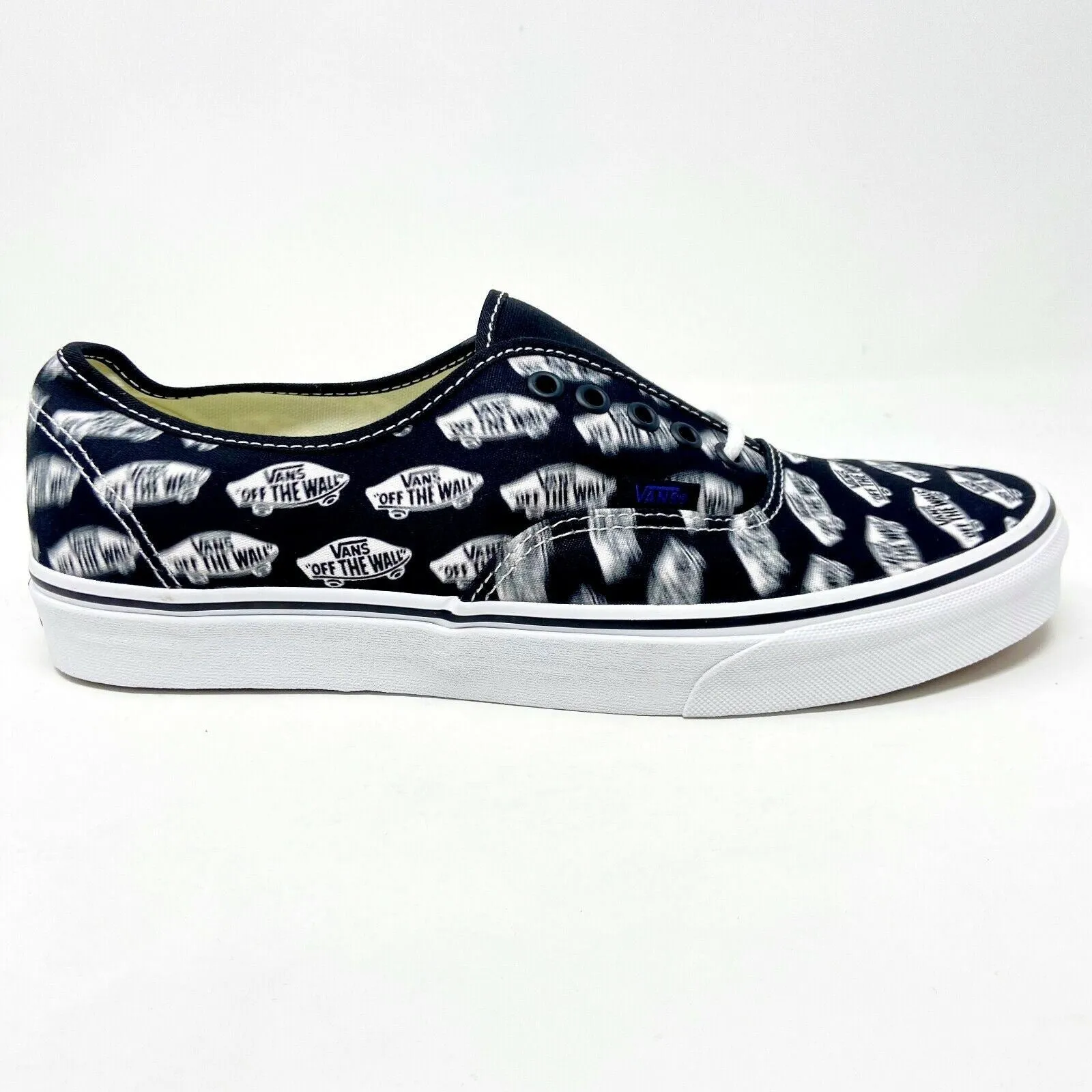 Vans Authentic (Blue Boards) Black True White Faded Logos Mens Casual Shoes Wally Casual Shoes