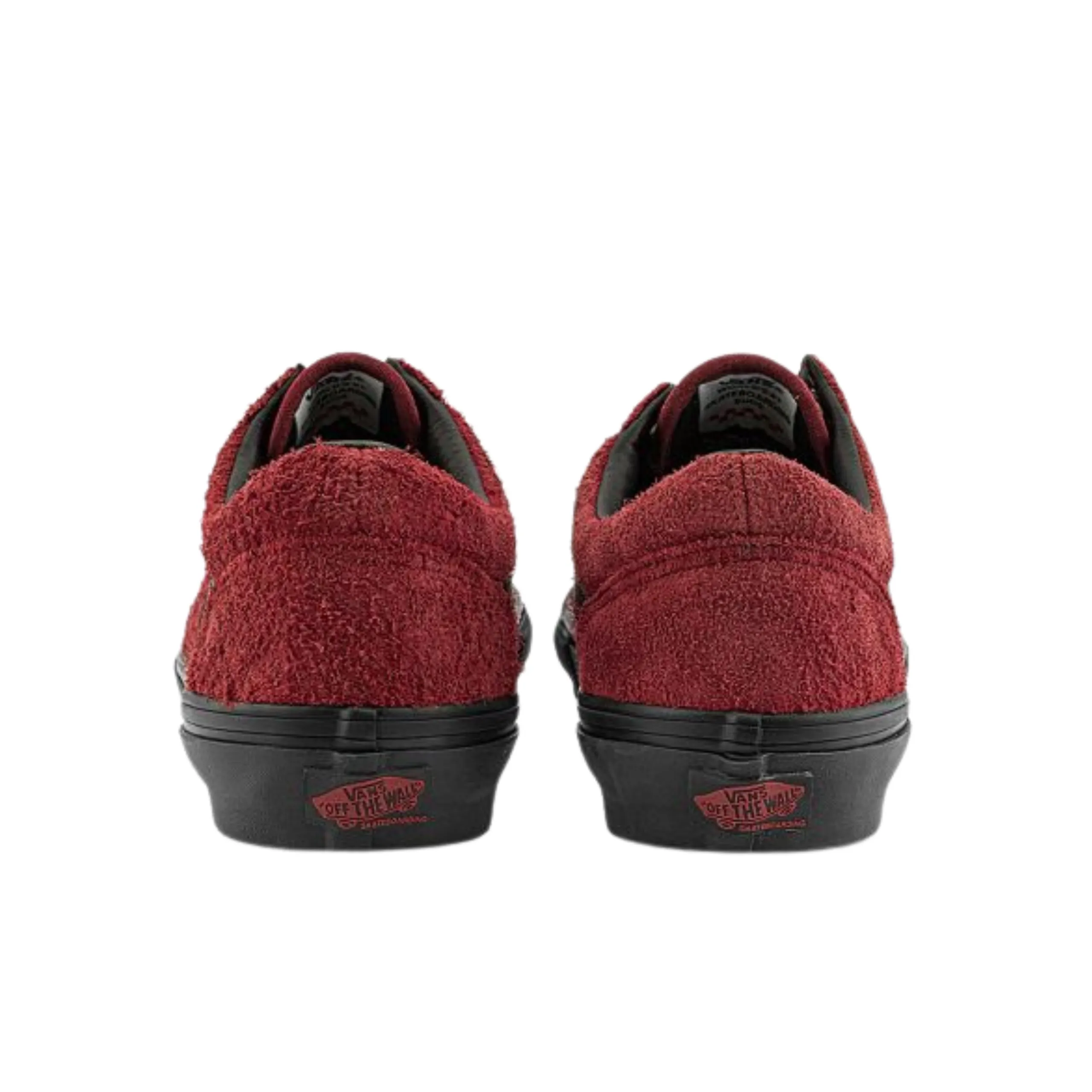 Vans Skate Old Skool Shoes - Hairy Suede Black / Burgundy Skate Shoes With Thick Soles