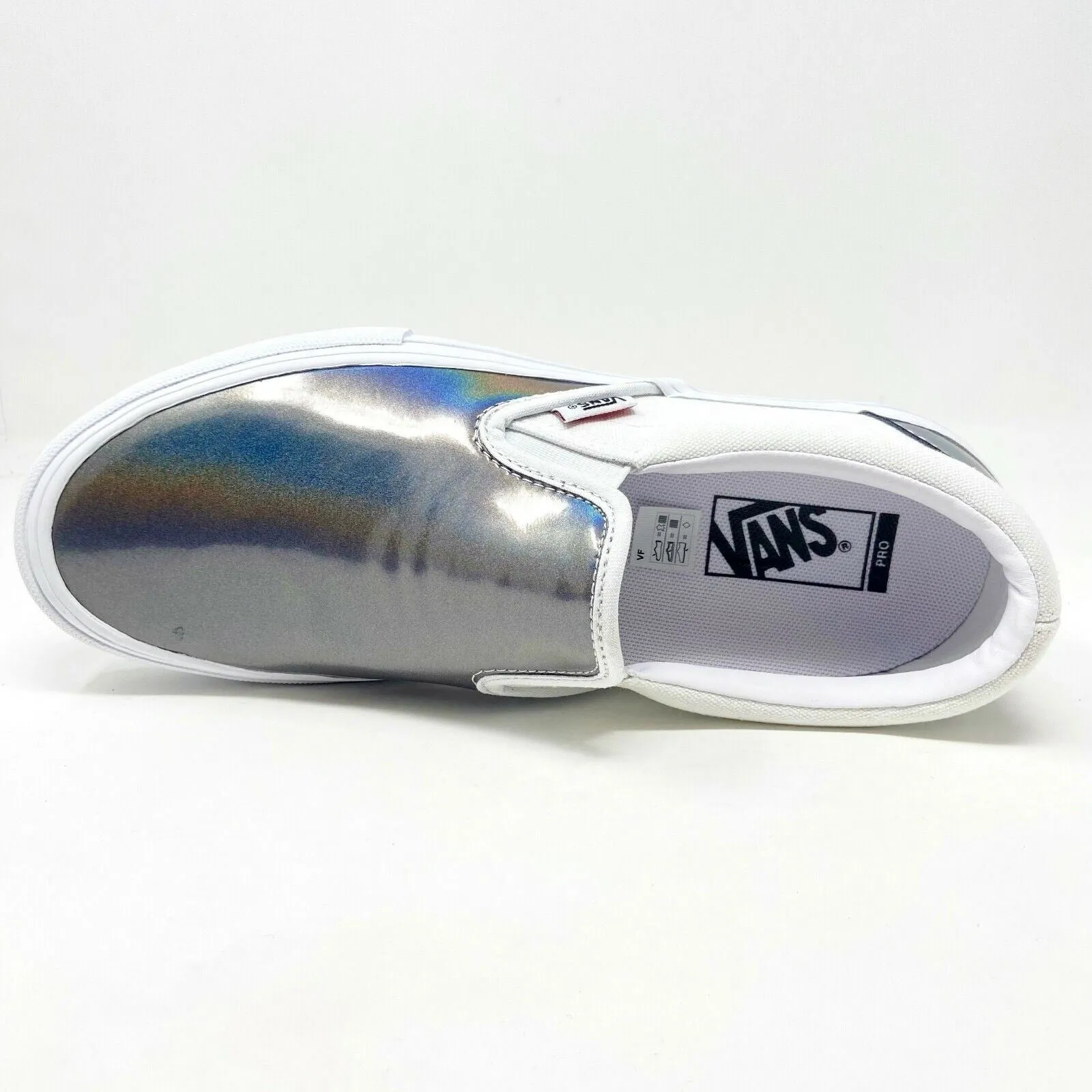 Vans Slip On Pro (Iridescent) Silver True White Mens Laceless Casual Shoes Chuck Taylor Casual Shoes