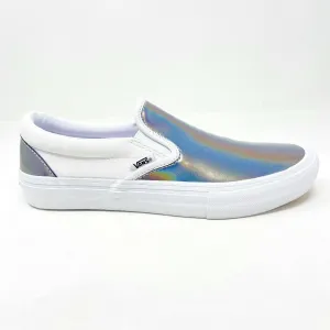 Vans Slip On Pro (Iridescent) Silver True White Mens Laceless Casual Shoes Toddler New Balance Casual Shoes