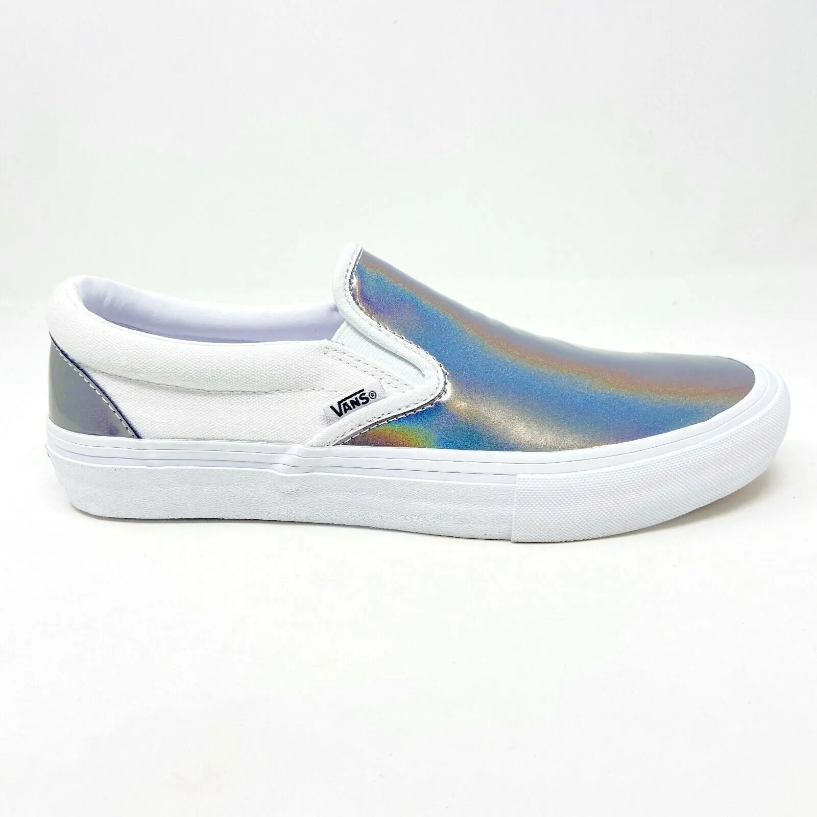 Vans Slip On Pro (Iridescent) Silver True White Mens Laceless Casual Shoes Nike Air Force 1 Crater Casual Shoes