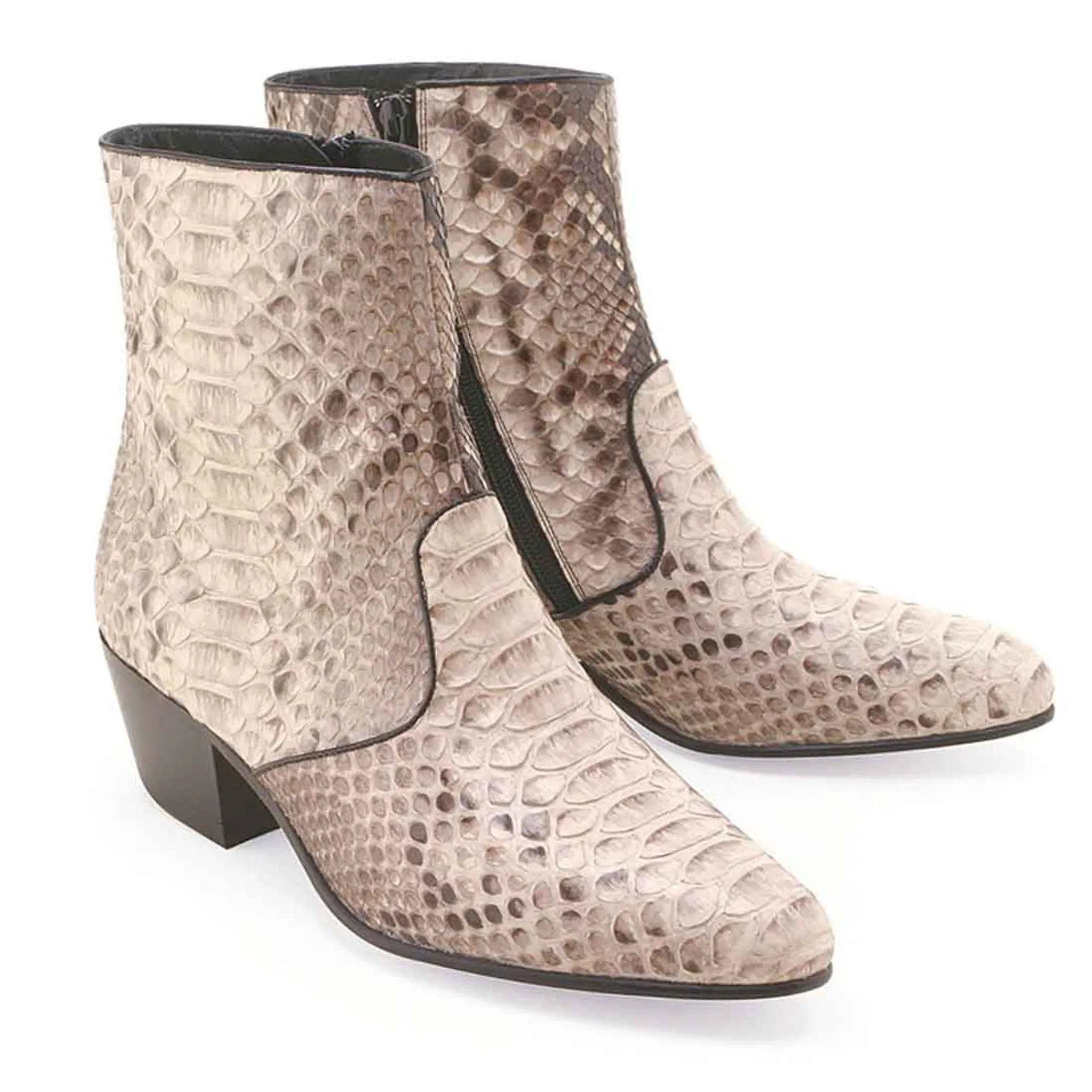 Los Altos Men??s Natural Genuine Python Snakeskin Leather Ankle Boots Slip On Ankle Boots