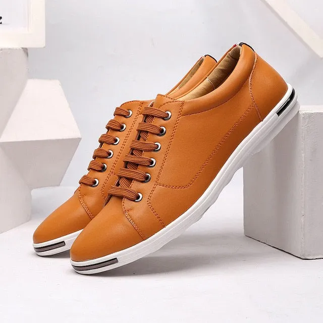 Casual shoes men 2019 new hot fashion pu leather male solid shoes comfortable lace-up flats men sneakers zapatos de hombre