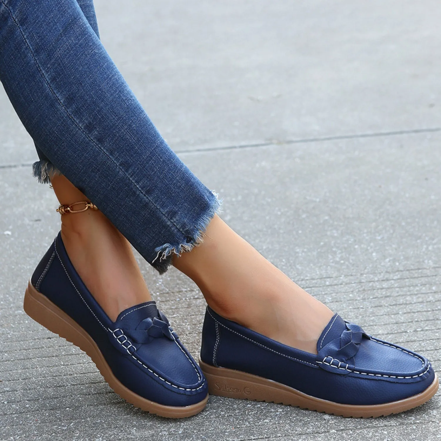 Weave Wedge Heeled Loafers Penny Loafers Sale