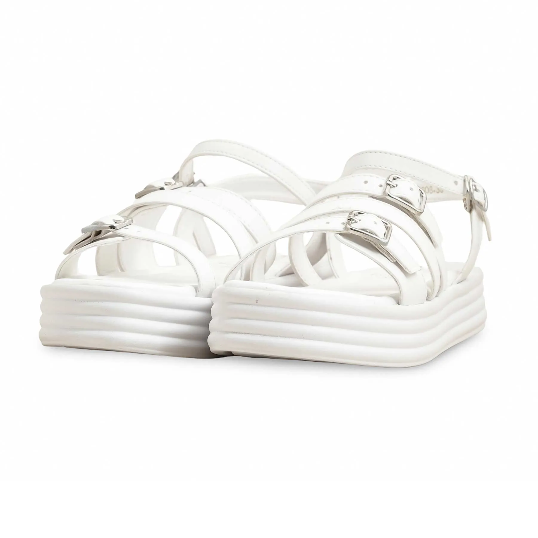 Fake Slippers White Formal Women Sandal PU0608