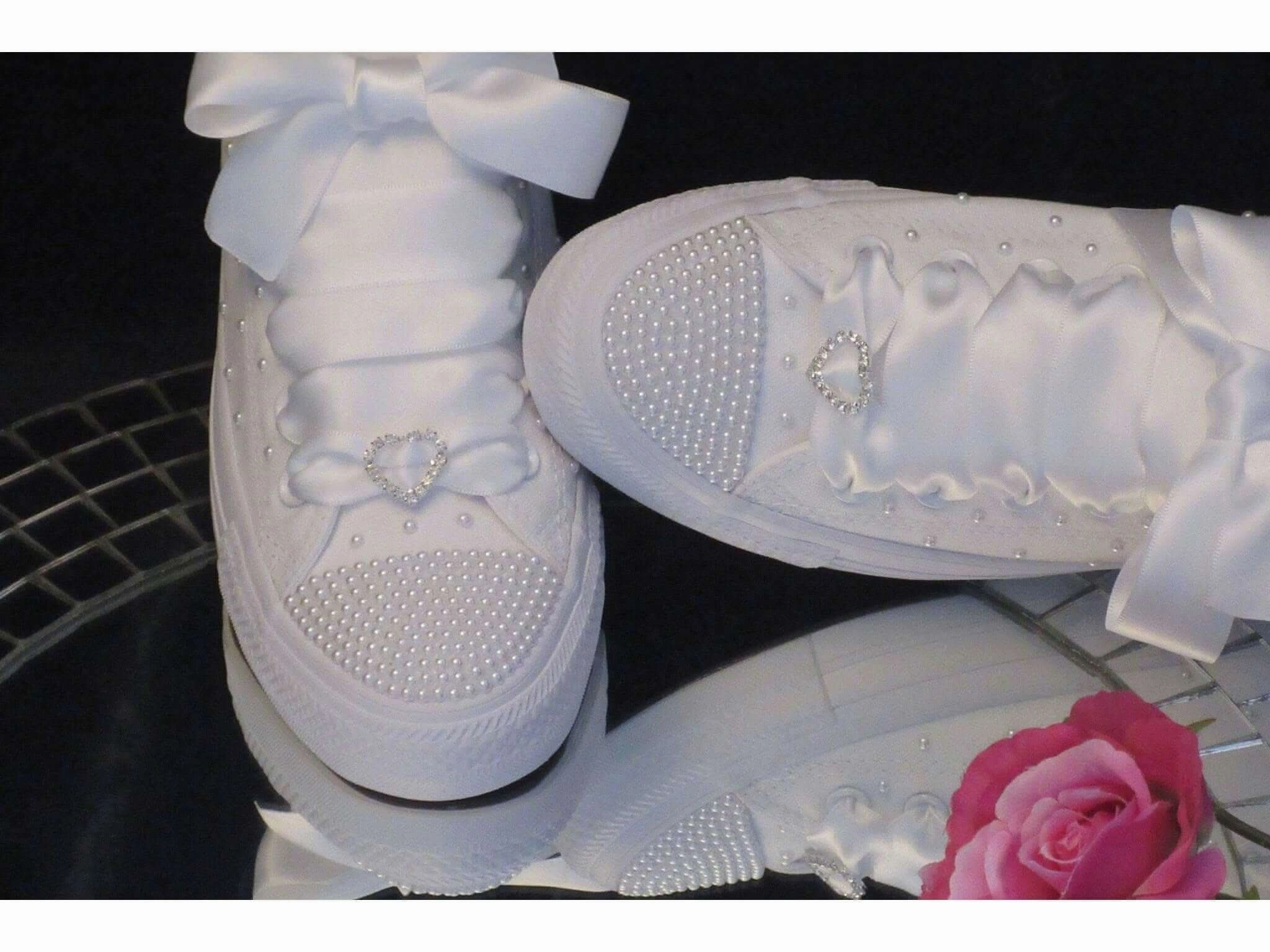 White Pearl Wedding Converse Patent Oxfords