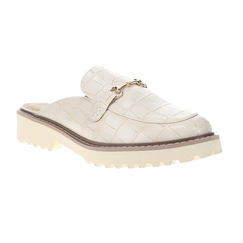 Wingin It Embossed Mules Loafers And Tights