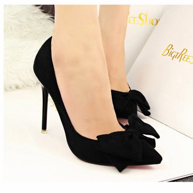 Women  High Heels Sexy Bow Pointed Toe