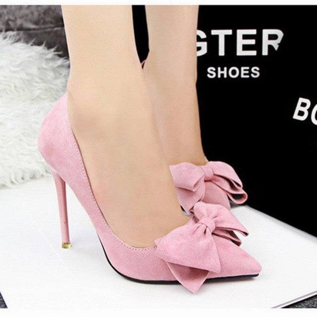Women  High Heels Sexy Bow Pointed Toe