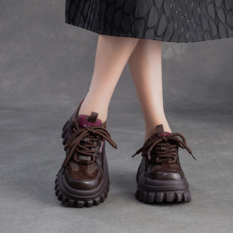 Women's Breathable Mesh Chunky Platform Casual Shoes Wedge High Heel Sandals