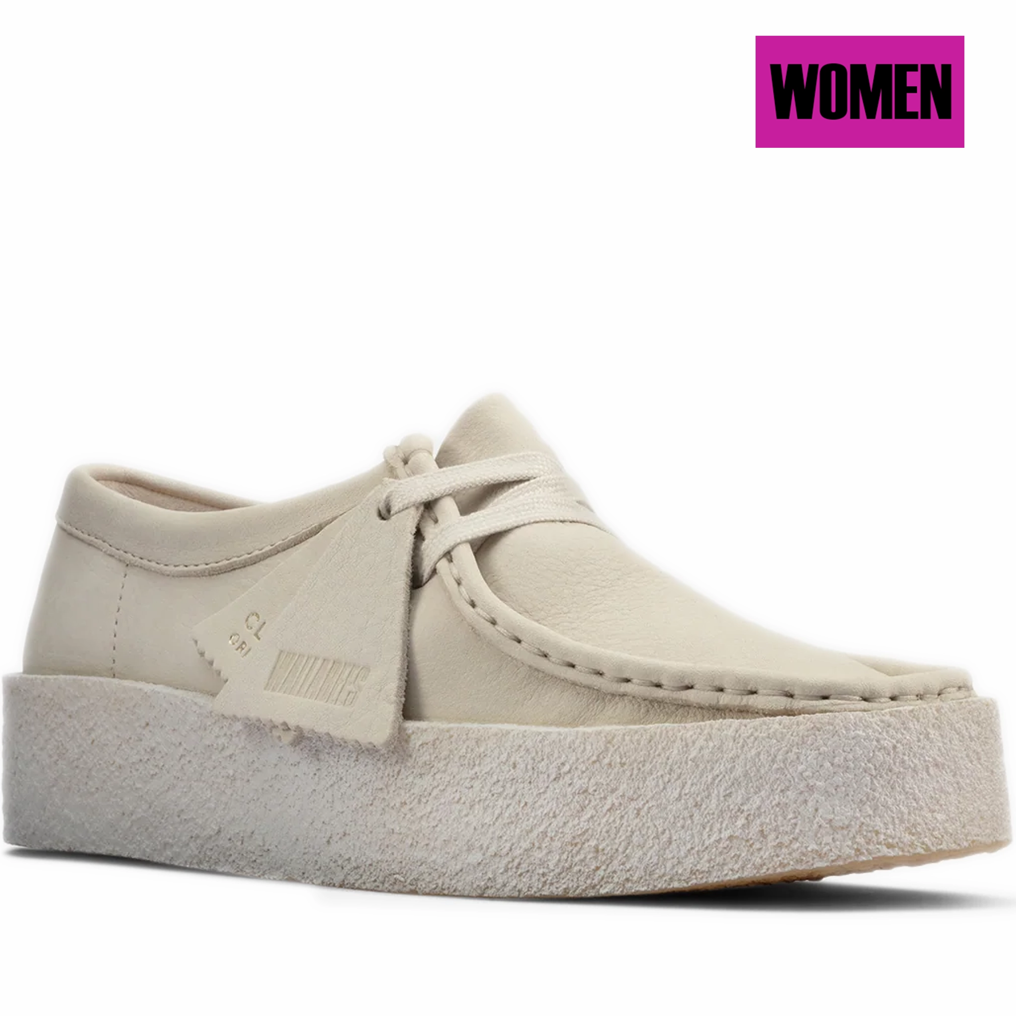 Square Toe Oxfords Women's Clarks Wallabee Cup - White Nubuck