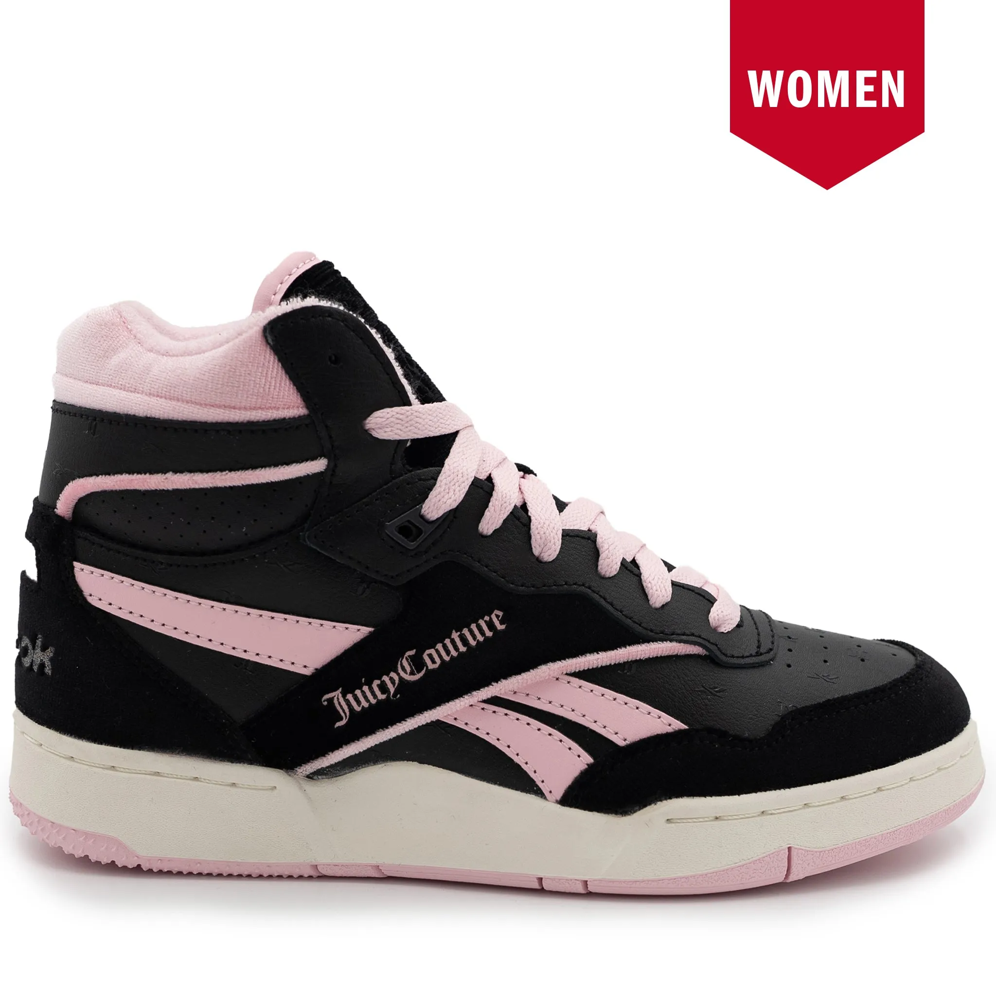 Women's Reebok BB 4000 Mid II Shoes - Black/Pink/Black Clog Sneakers