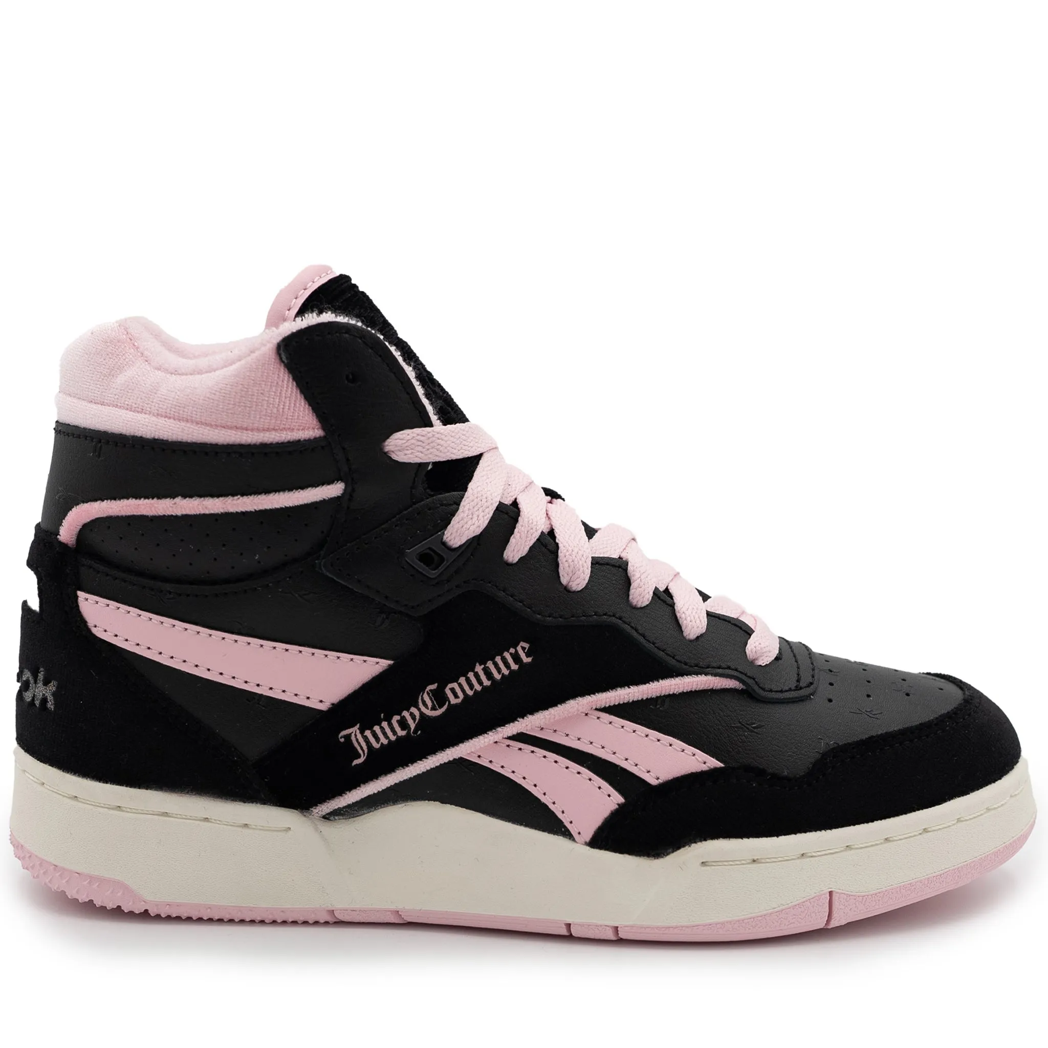 Women's Reebok BB 4000 Mid II Shoes - Black/Pink/Black Socks With Sneakers