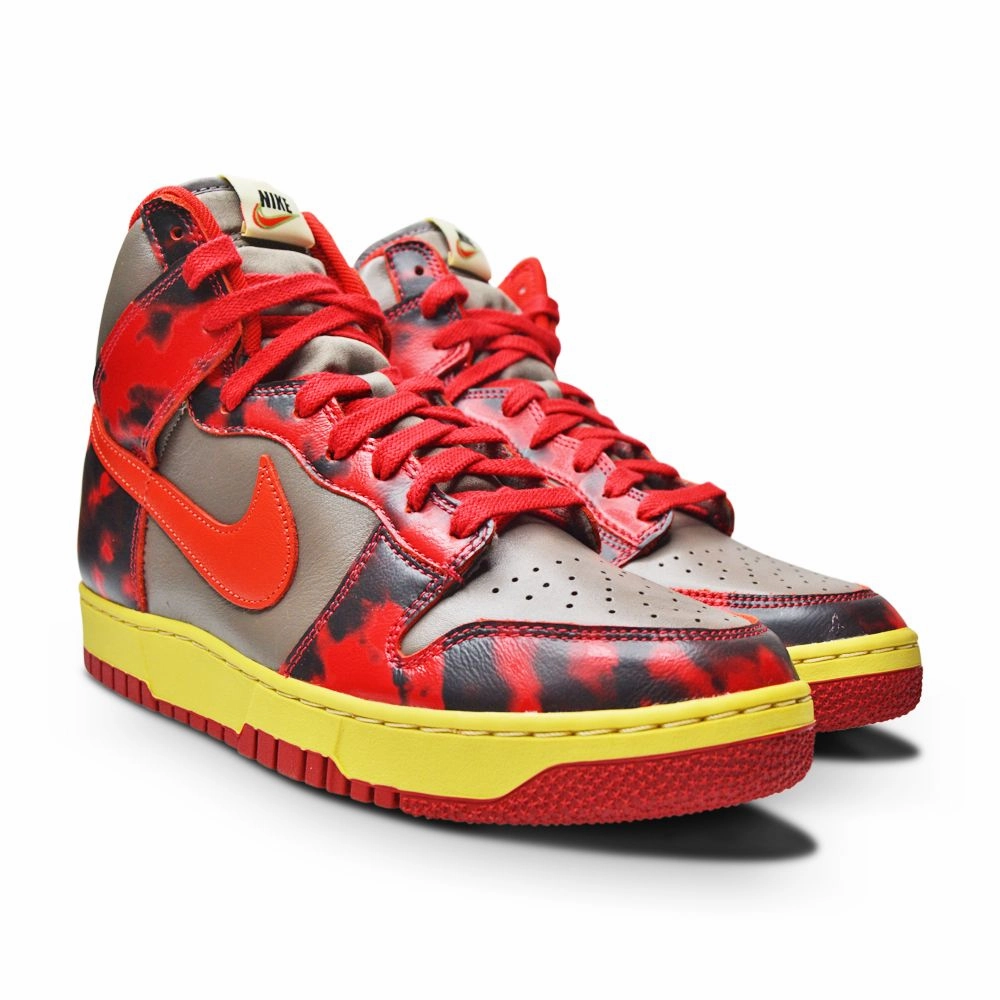 Womens Nike Dunk Hi 1985 SP "Acid Wash" - DD9404 600 - University Chile Red Suede Heel Boots